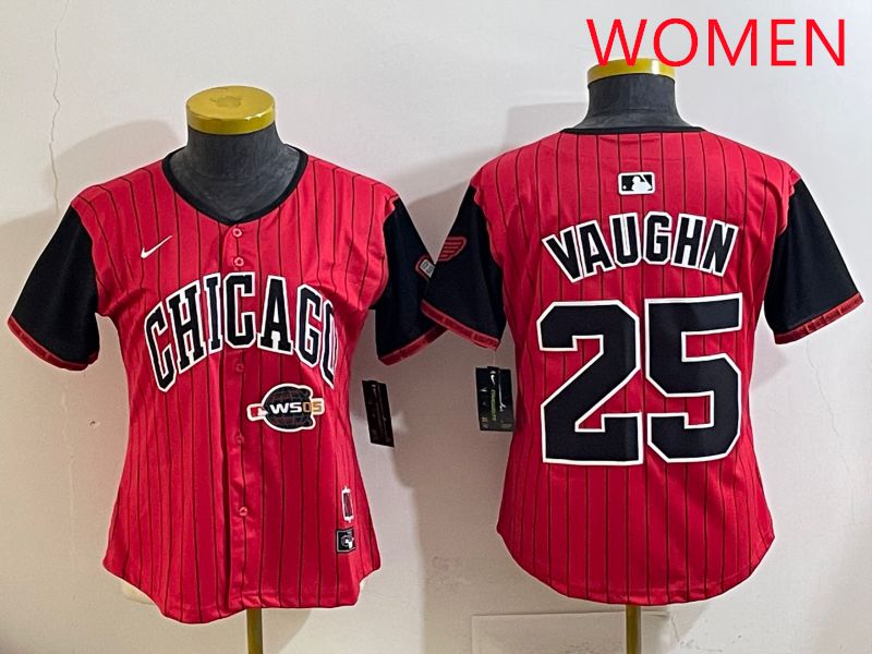 Women 2025 Chicago White Sox #25 Vaughn Red Joint Name Nike MLB Jersey style 32